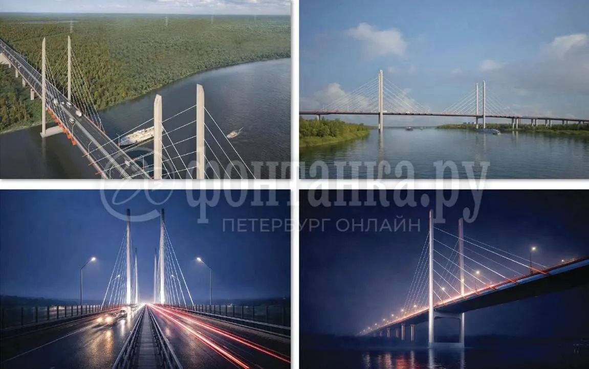 Институт Гипростроймост — Санкт-Петербург представил вариант вантового моста через Неву в районе Отрадного: общая длина — 1269 м, центральный пролет — 220 м, высота над водой — 30 м. Проект ещё не прошёл государственную экспертизу и может измениться.