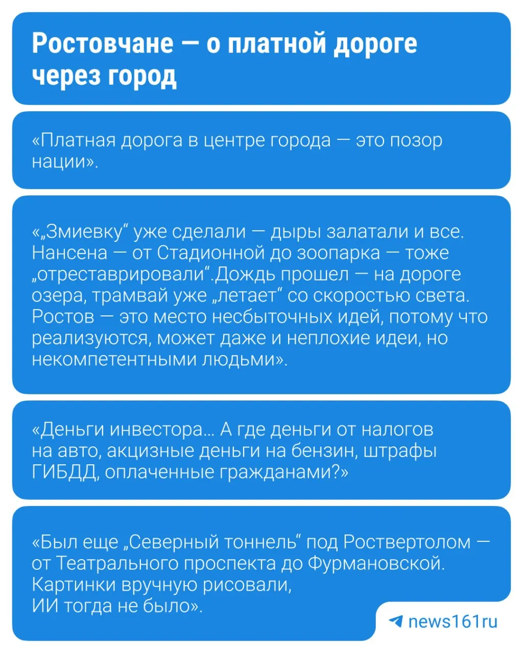 Губернатор Ростовской области подписал соглашение о новой магистрали, которая свяжет проспект Сиверса и улицу Таганрогскую; идея обсуждается с 2009 года. Мнения жителей разделились.