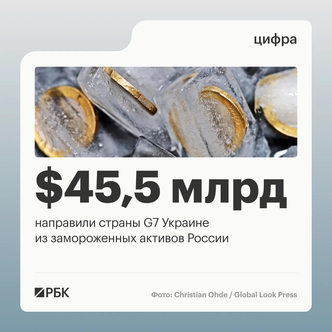 По данным Минфина Украины, кредитные транши от стран «Большой семерки» превысили $45 млрд; средства поступали за счёт доходов от заблокированных российских активов.