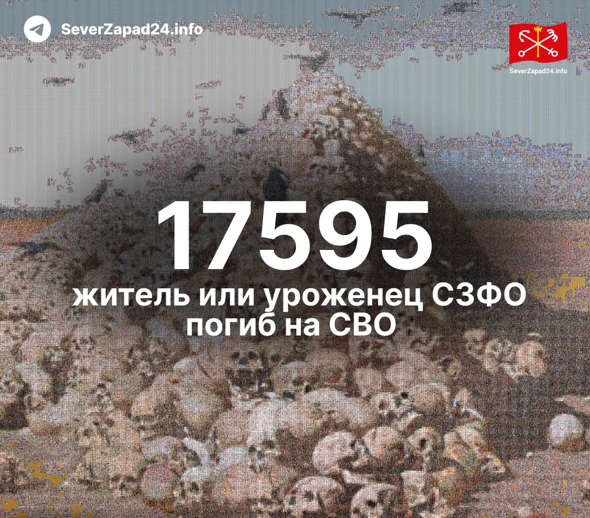 Общие потери в Северо‑Западном федеральном округе достигли 17 595 человек; обновление на 254 случая выше ранее.