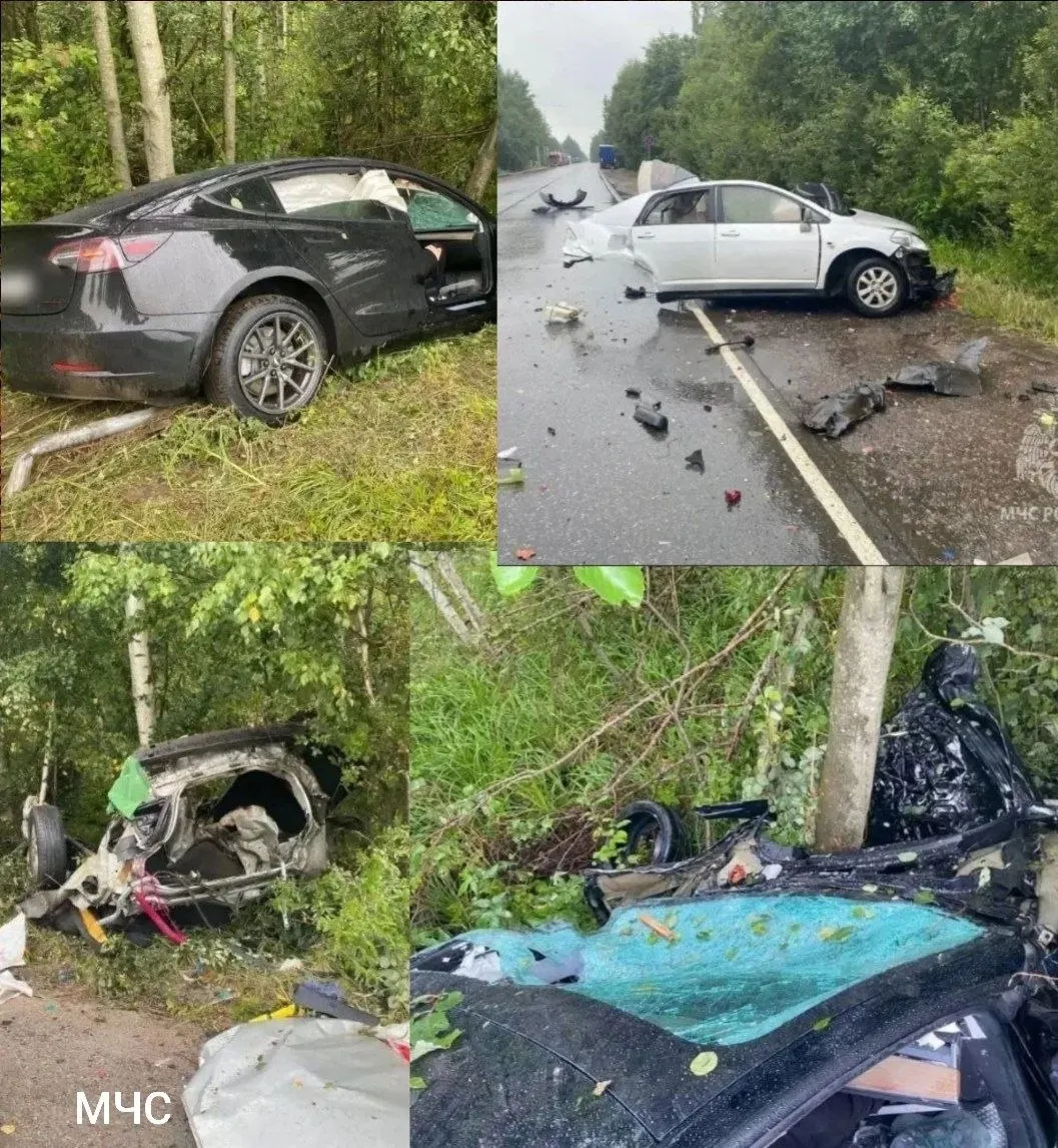 На трассе Всеволожск — Кирпичный завод столкнулись автомобили Tesla и Nissan; погибли водитель Nissan и его пассажир. Водитель Tesla получил травмы.