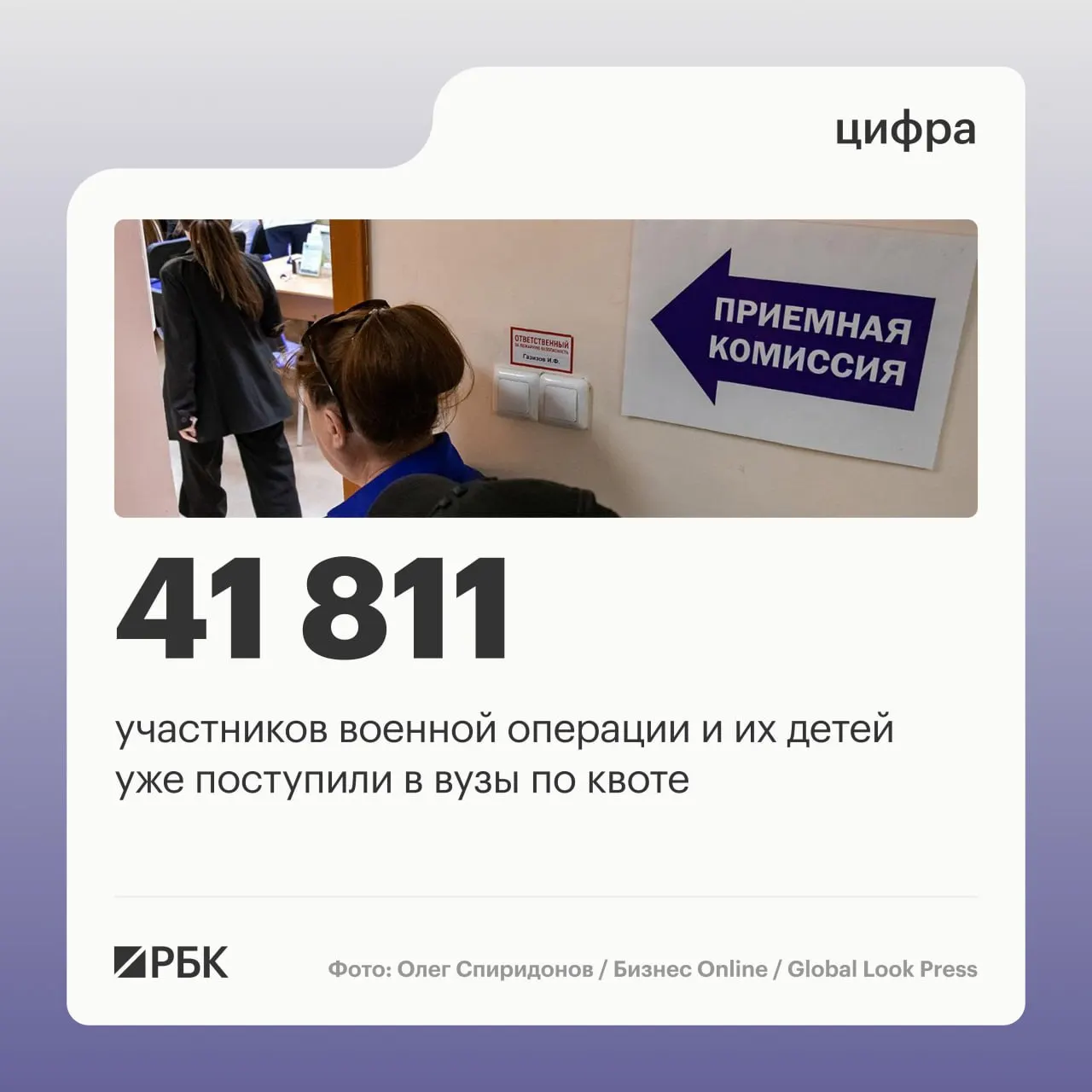 В 2026 году в вузы поступило 117 тыс. абитуриентов, в том числе более 41 тыс. — участники СВО и их дети; по отдельной квоте выделено 56 684 места, из которых зачислено 41 811 человек.