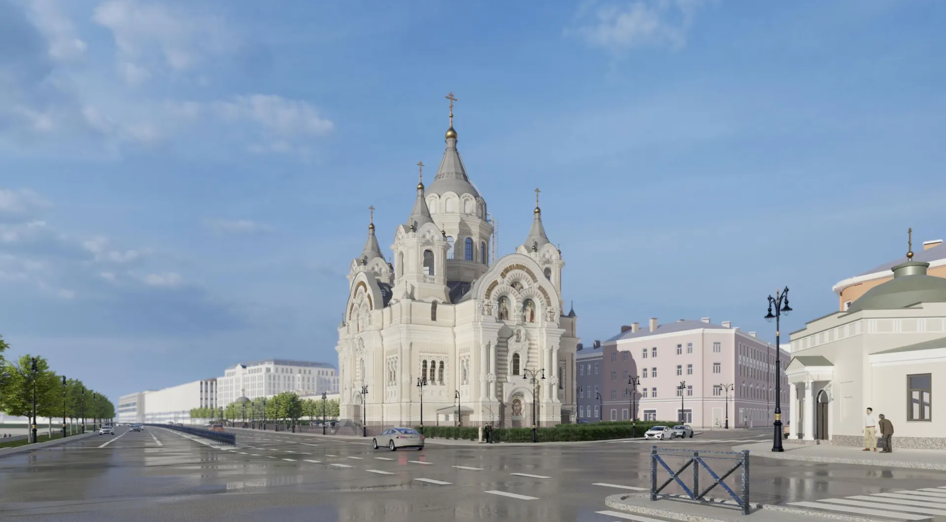 Жители Санкт-Петербурга жалуются на шум строительных работ и предполагаемую тень от будущего храма Бориса и Глеба на набережной Синопской.