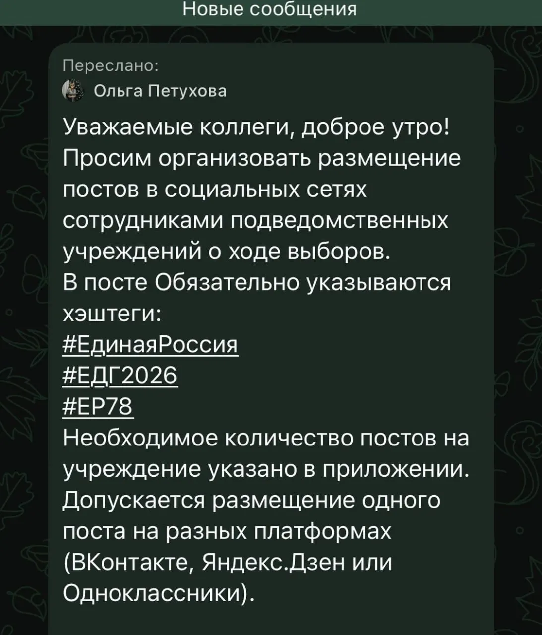 Появились инструкции сотрудникам школ публиковать посты в соцсетях с хэштегами в поддержку партии.