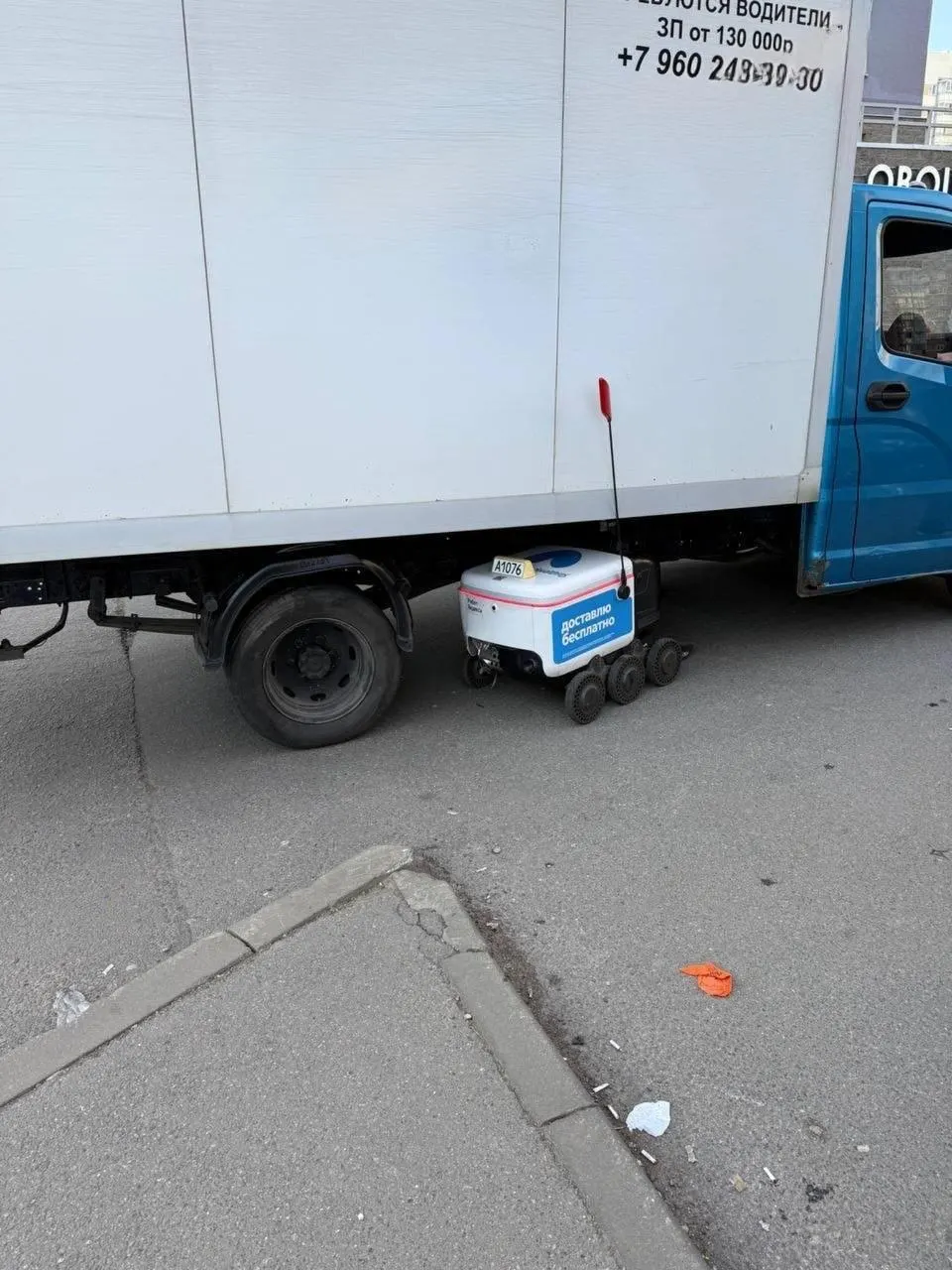 В Мурино робот-доставщик оказался под грузовым автомобилем; пострадавших нет, инцидент требует проверки.
